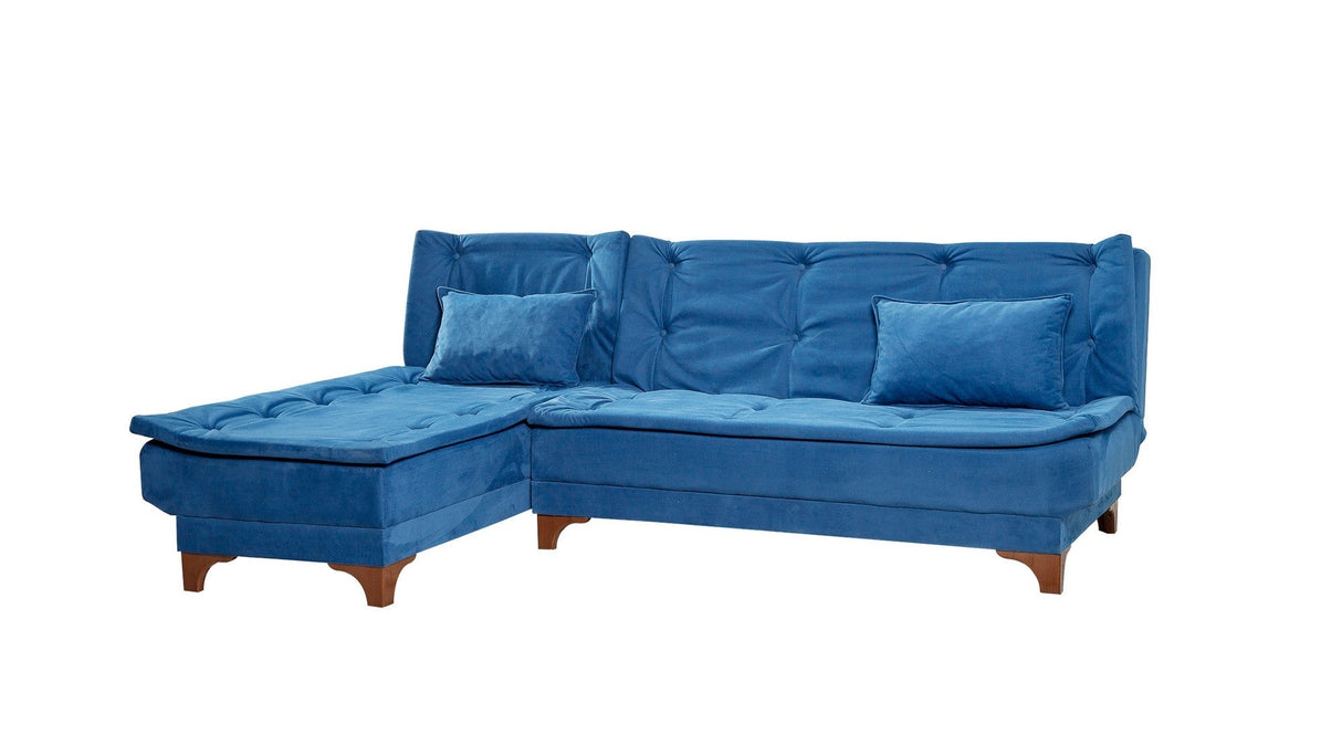 Canapea extensibilă de colț Kelebek Stânga, Diverse culori, 225x160x86 cm - Albastru închis | SKU: 867UNQ1917 | Canapea extensibilă de colț Kelebek Stânga, 225x160x86 cm, varianta Albastru închis, produs pentru amenajarea locuinței, disponibil online în România la CasaMob
