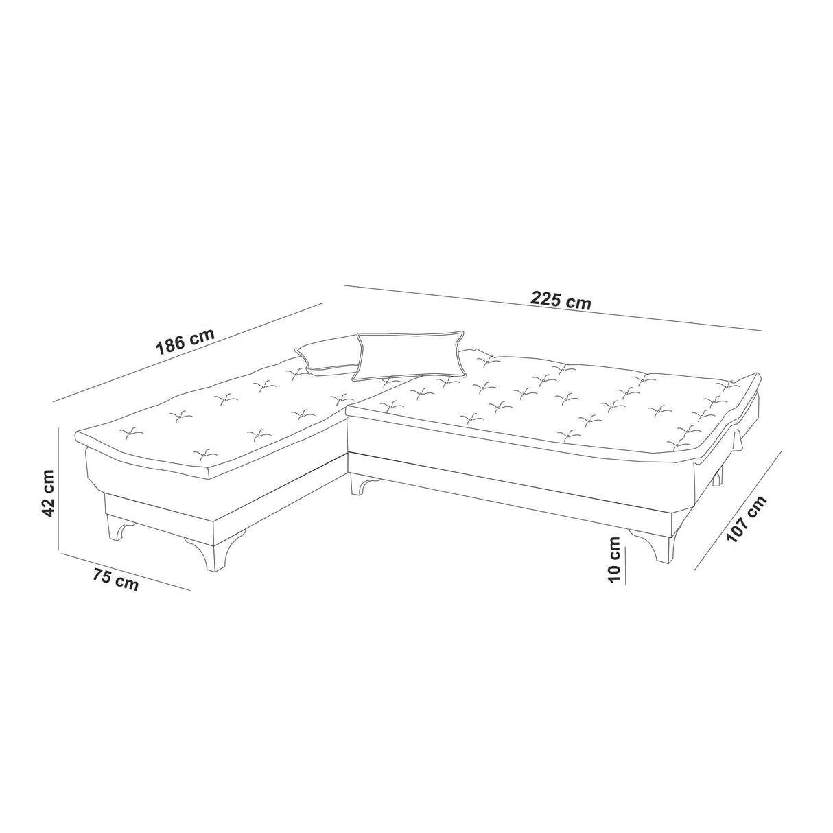 Canapea extensibilă de colț Kelebek Stânga, Diverse culori, 225x160x86 cm - Verde marin | SKU: 867UNQ1919 | Canapea extensibilă de colț Kelebek Stânga, 225x160x86 cm, varianta Verde marin, produs pentru amenajarea locuinței, disponibil online în România la CasaMob