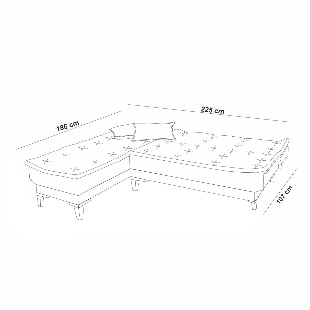 Canapea extensibilă Santo, Colț, Stânga, Diverse culori, 225x85x86 cm - Crem | SKU: 867UNQ1930 | Canapea extensibilă Santo, Colț, Stânga, 225x85x86 cm, varianta Crem, produs pentru amenajarea locuinței, disponibil online în România la CasaMob