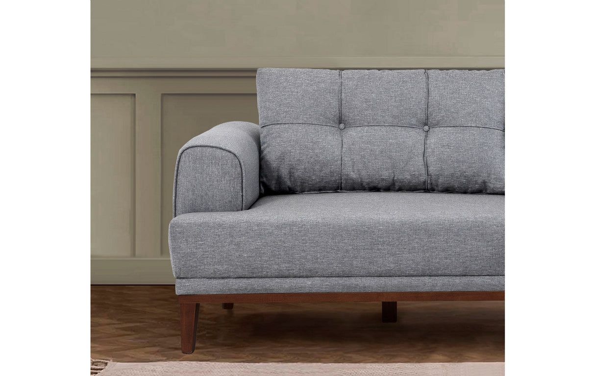Canapea fixă 3 locuri Vina 3, Diverse culori, 223x94x82 cm - Gri - Nuc | SKU: 867UNQ2207 | Canapea fixă 3 locuri Vina 3, 223x94x82 cm, varianta Gri - Nuc, produs pentru amenajarea locuinței, disponibil online în România la CasaMob