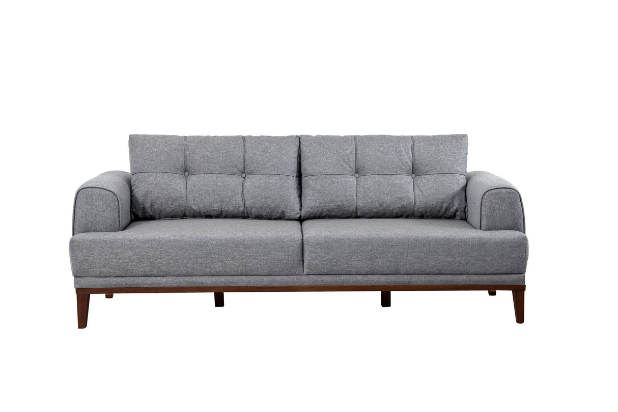 Canapea fixă 3 locuri Vina 3, Diverse culori, 223x94x82 cm - Gri - Nuc | SKU: 867UNQ2207 | Canapea fixă 3 locuri Vina 3, 223x94x82 cm, varianta Gri - Nuc, produs pentru amenajarea locuinței, disponibil online în România la CasaMob