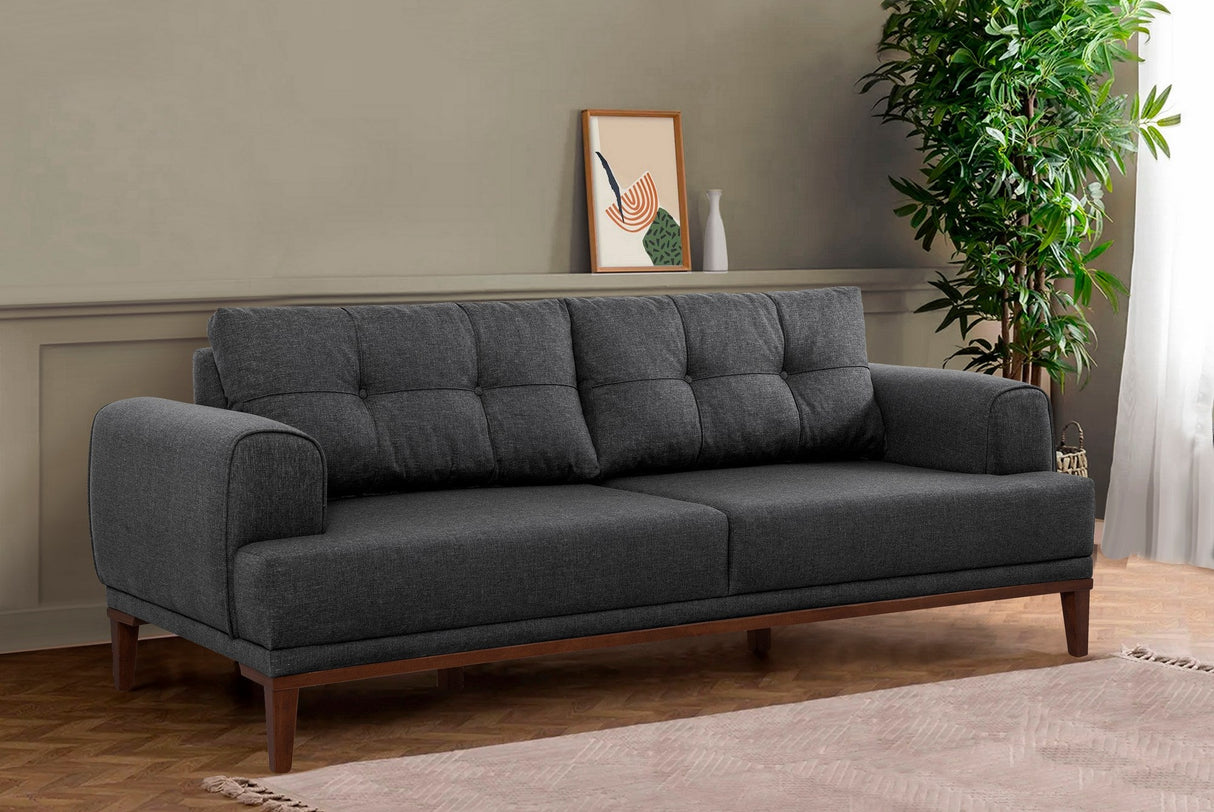 Canapea fixă 3 locuri Vina 3, Diverse culori, 223x94x82 cm - Antracit - Nuc | SKU: 867UNQ2208 | Canapea fixă 3 locuri Vina 3, 223x94x82 cm, varianta Antracit - Nuc, produs pentru amenajarea locuinței, disponibil online în România la CasaMob