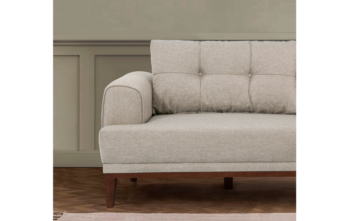 Canapea fixă 3 locuri Vina 3, Diverse culori, 223x94x82 cm - Crem - Nuc | SKU: 867UNQ2209 | Canapea fixă 3 locuri Vina 3, 223x94x82 cm, varianta Crem - Nuc, produs pentru amenajarea locuinței, disponibil online în România la CasaMob