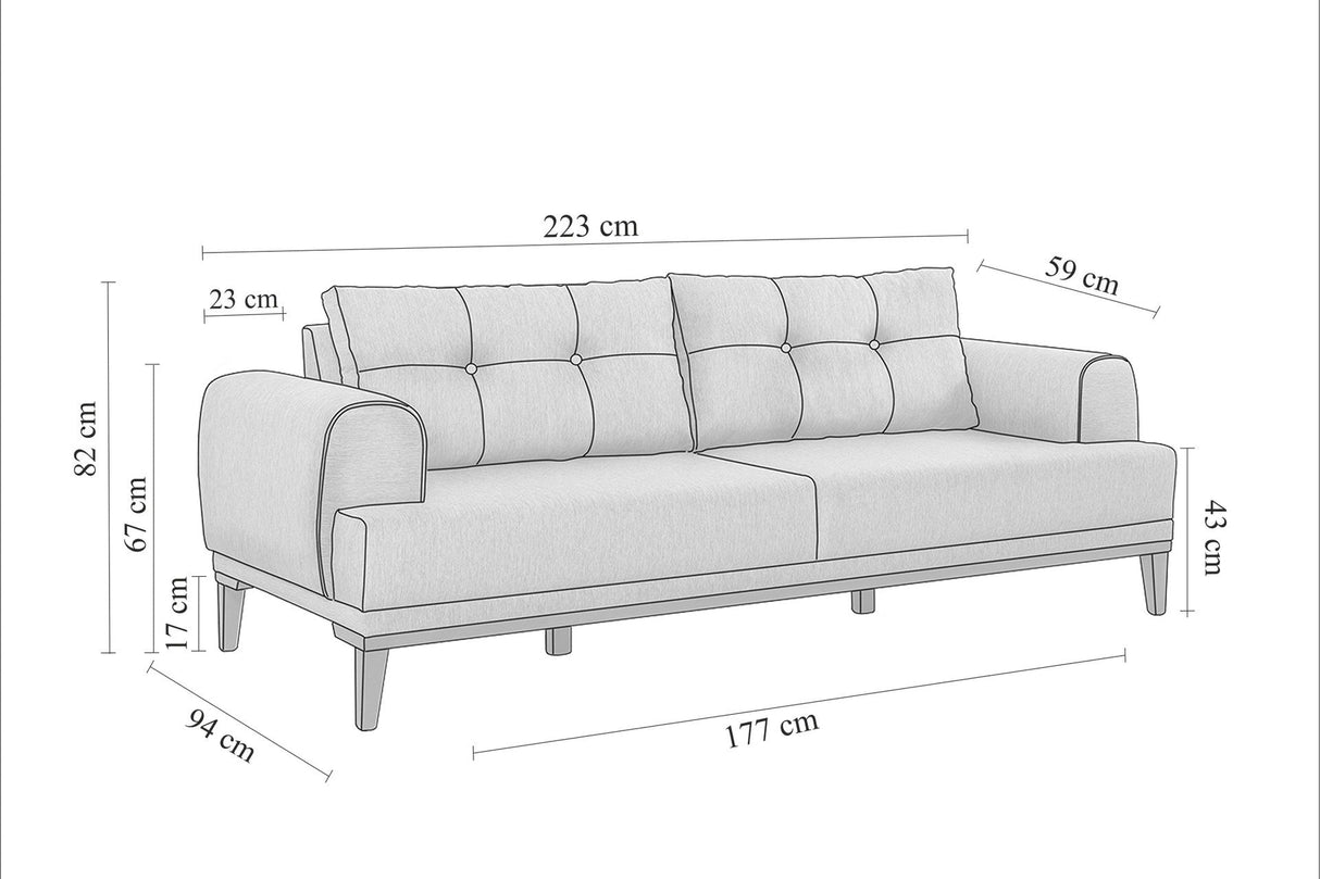 Canapea fixă 3 locuri Vina 3, Diverse culori, 223x94x82 cm - Albastru închis - Nuc | SKU: 867UNQ2210 | Canapea fixă 3 locuri Vina 3, 223x94x82 cm, varianta Albastru închis - Nuc, produs pentru amenajarea locuinței, disponibil online în România la CasaMob