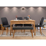 Masă cu scaune 6 bucăți Costa Atlantic Anthracite, Pin atlantic - Antracit, 120x75x77 cm