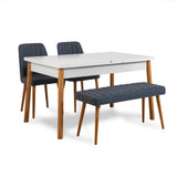 Masă extensibilă cu scaune 4 bucăți Santiago Atlantice-Navy Blue V2, Pin atlantic - Bleumarin, 120x75x77 cm