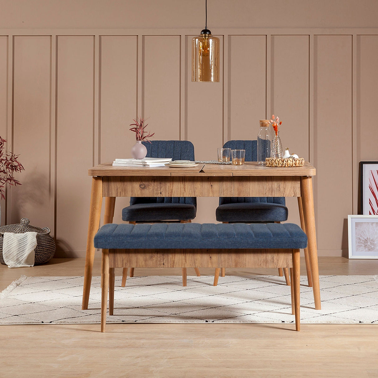 Masă extensibilă cu scaune 4 bucăți Vina 1048, Diverse culori, Diverse dimensiuni - Pin atlantic - Albastru închis - 130x80x77 cm | SKU: 869VEL5110 | Masă extensibilă cu scaune 4 bucăți Vina 1048, varianta Pin atlantic - Albastru închis - 130x80x77 cm, produs pentru amenajarea locuinței, disponibil online în România la CasaMob