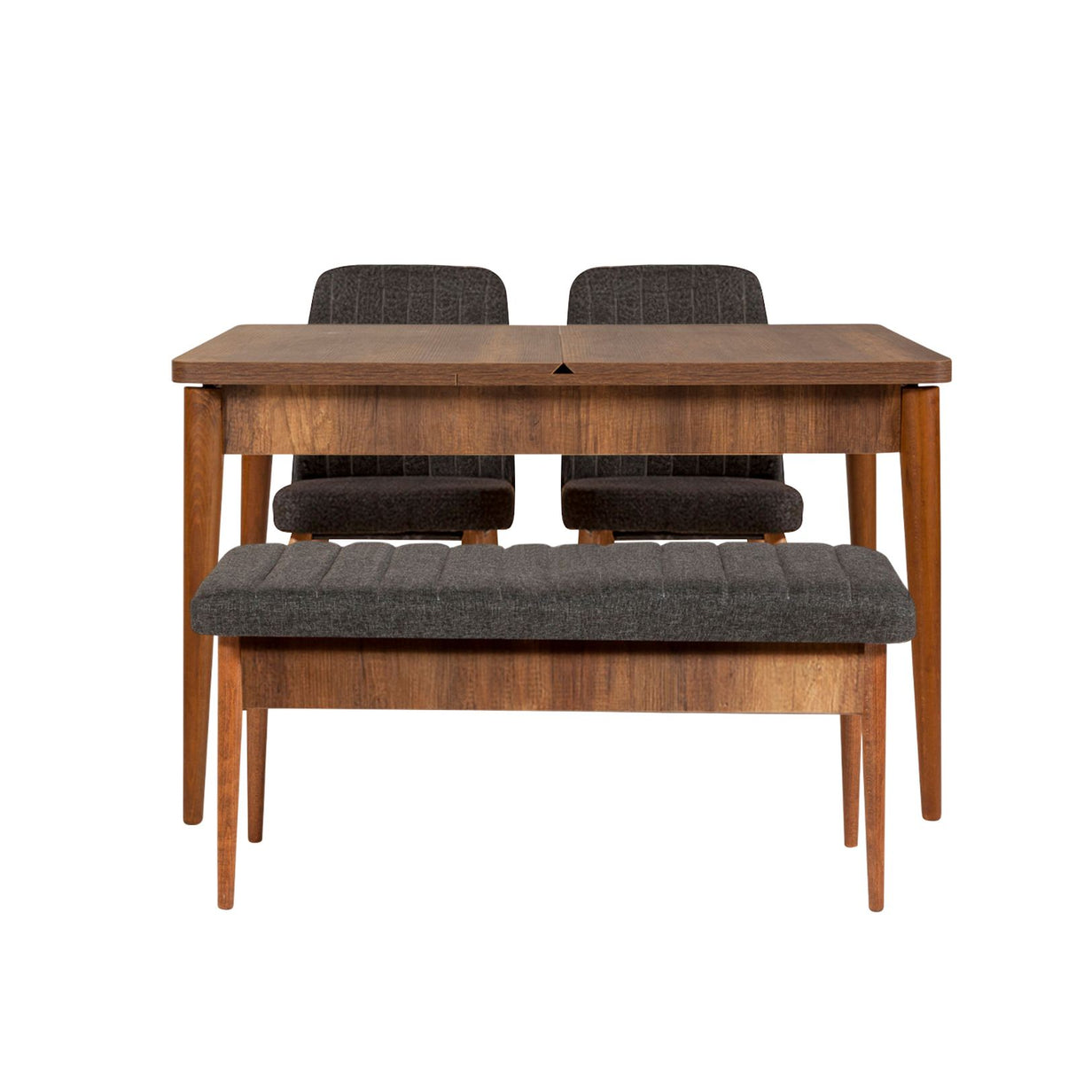 Masă extensibilă cu scaune 4 bucăți Vina 1053, Nuc - Antracit, 130x80x77 cm