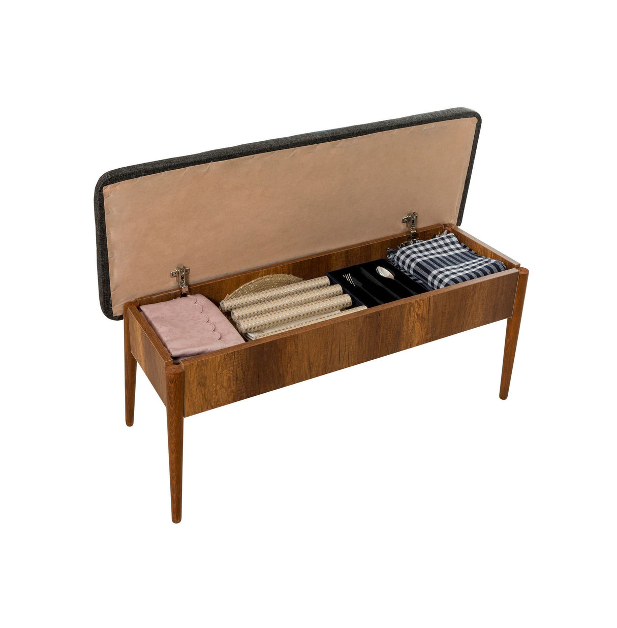 Masă extensibilă cu scaune 4 bucăți Vina 1053, Nuc - Antracit, 130x80x77 cm