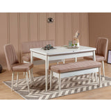 Taburet Vina Bank, Diverse culori, 110x40x85 cm - Alb - Piatră | SKU: 869VEL5165 | Taburet Vina Bank, 110x40x85 cm, varianta Alb - Piatră, produs pentru amenajarea locuinței, disponibil online în România la CasaMob