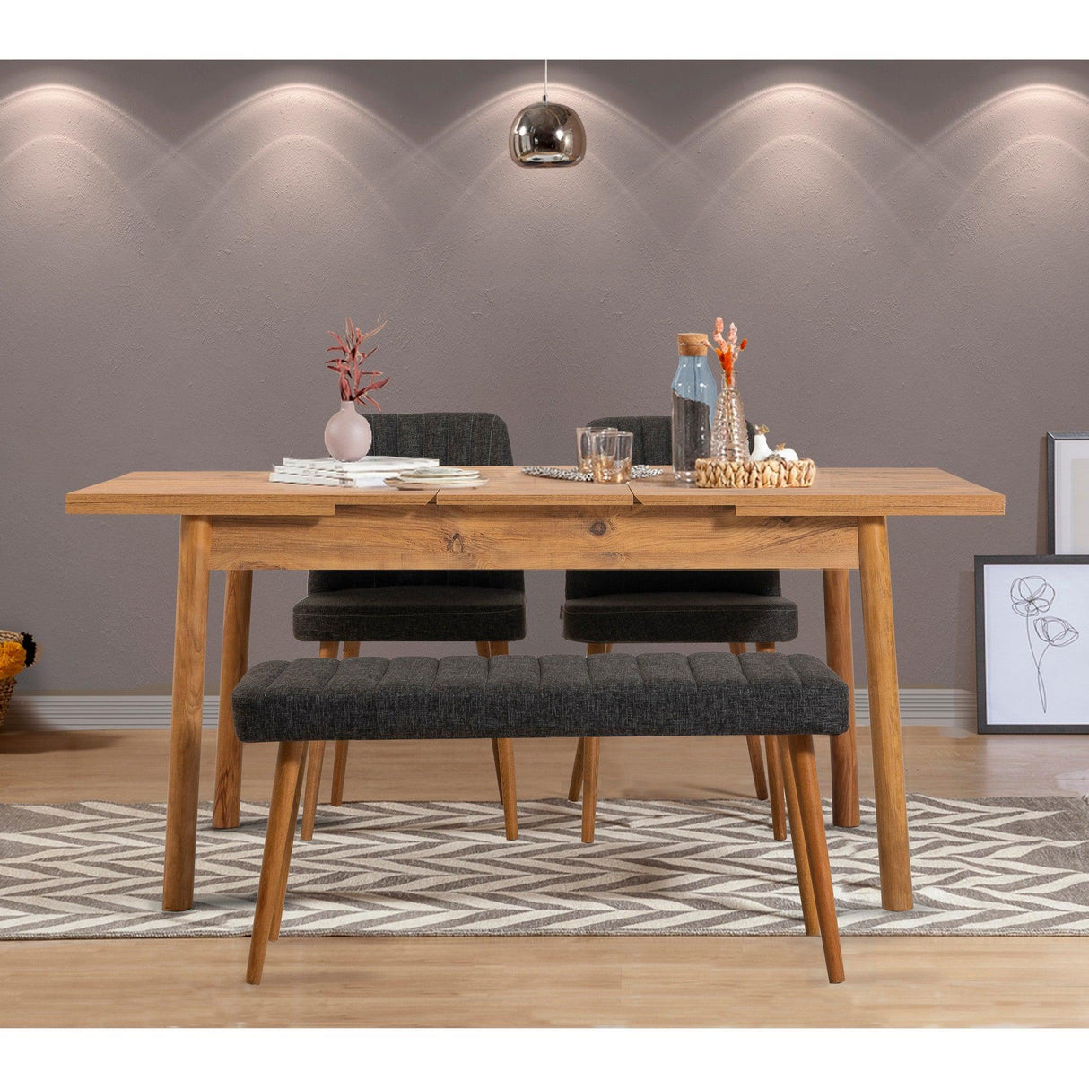 Masă extensibilă cu scaune 4 bucăți Santiago Atlantice, Diverse culori, 120x75x77 cm - Pin atlantic - Antracit | SKU: 869VEL5193 | Masă extensibilă cu scaune 4 bucăți Santiago Atlantice, 120x75x77 cm, varianta Pin atlantic - Antracit, produs pentru amenajarea locuinței, disponibil online în România la CasaMob