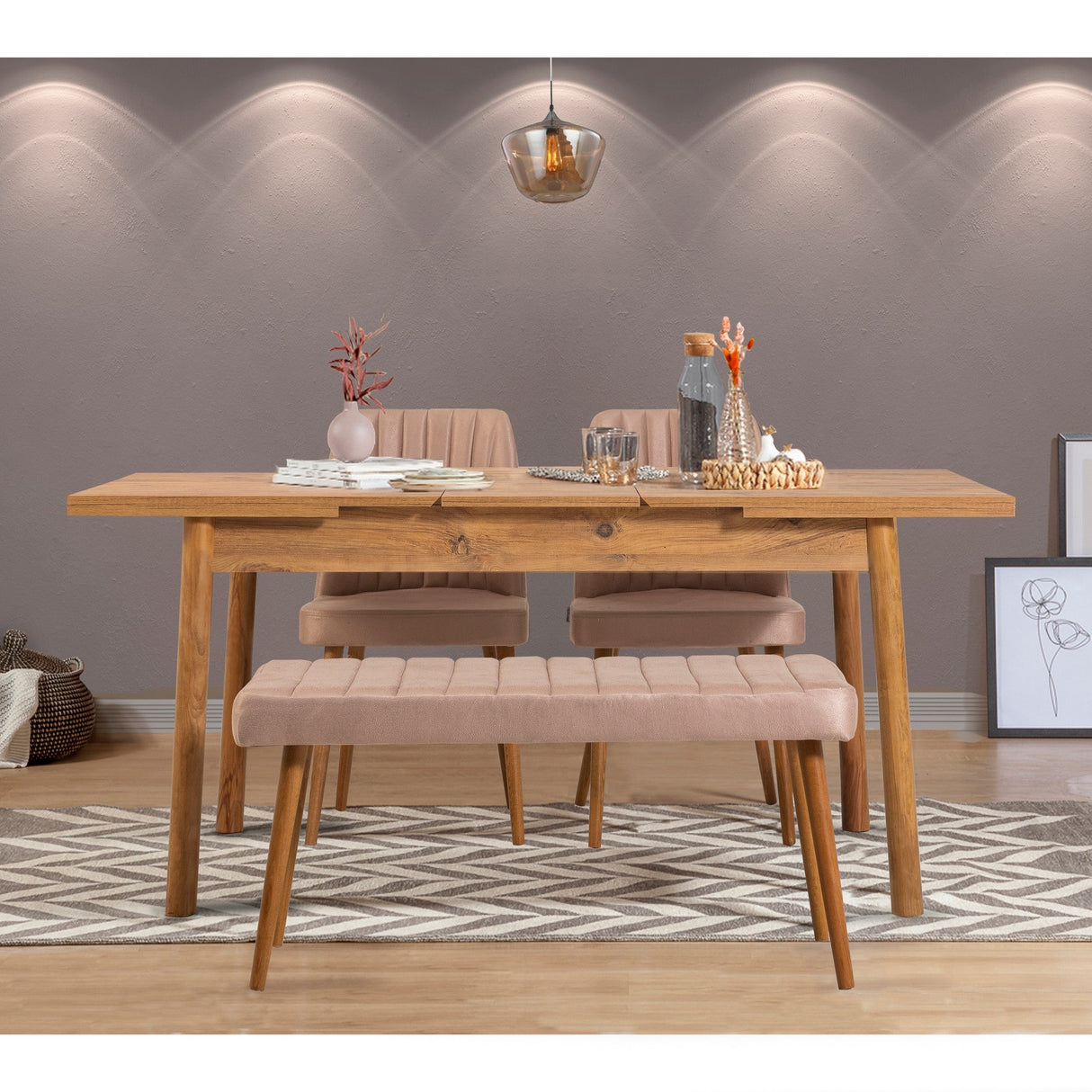 Masă extensibilă cu scaune 4 bucăți Santiago Atlantice, Diverse culori, 120x75x77 cm - Pin atlantic - Piatră | SKU: 869VEL5218 | Masă extensibilă cu scaune 4 bucăți Santiago Atlantice, 120x75x77 cm, varianta Pin atlantic - Piatră, produs pentru amenajarea locuinței, disponibil online în România la CasaMob