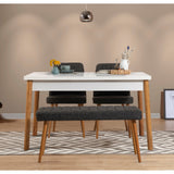 Masă cu scaune 4 bucăți Costa Atlantic White, Pin atlantic - Alb - Antracit, 120x75x77 cm