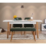 Masă extensibilă cu scaune Santiago, Diverse culori, Diverse configurații, 120x75x77 cm - Pin atlantic - Alb - Verde - 4 bucăți | SKU: 869VEL5242 | Masă extensibilă cu scaune Santiago, 120x75x77 cm, varianta Pin atlantic - Alb - Verde - 4 bucăți, produs pentru amenajarea locuinței, disponibil online în România la CasaMob