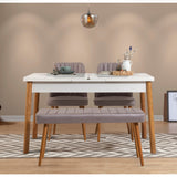 Masă extensibilă cu scaune 4 bucăți Santiago White Atlantic-Soho Grey, Pin atlantic - Alb - Gri, 120x75x77 cm