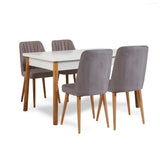 Masă cu scaune 5 bucăți Costa alb Atlantice, Diverse culori, 120x75x77 cm - Pin atlantic - Alb - Gri | SKU: 869VEL5249 | Masă cu scaune 5 bucăți Costa alb Atlantice, 120x75x77 cm, varianta Pin atlantic - Alb - Gri, produs pentru amenajarea locuinței, disponibil online în România la CasaMob