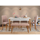 Masă extensibilă cu scaune Santiago, Diverse culori, Diverse configurații, 120x75x77 cm - Pin atlantic - Alb - Piatră - 6 bucăți | SKU: 869VEL5258 | Masă extensibilă cu scaune Santiago, 120x75x77 cm, varianta Pin atlantic - Alb - Piatră - 6 bucăți, produs pentru amenajarea locuinței, disponibil online în România la CasaMob