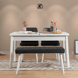 Masă extensibilă cu scaune 4 bucăți Santiago White-Antracite, Alb - Antracit, 120x75x77 cm