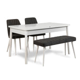Masă extensibilă cu scaune 4 bucăți Santiago White-Antracite, Alb - Antracit, 120x75x77 cm