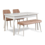 Masă extensibilă cu scaune Santiago, Diverse culori, Diverse configurații, 120x75x77 cm - Alb - Piatră - 4 bucăți | SKU: 869VEL5268 | Masă extensibilă cu scaune Santiago, 120x75x77 cm, varianta Alb - Piatră - 4 bucăți, produs pentru amenajarea locuinței, disponibil online în România la CasaMob