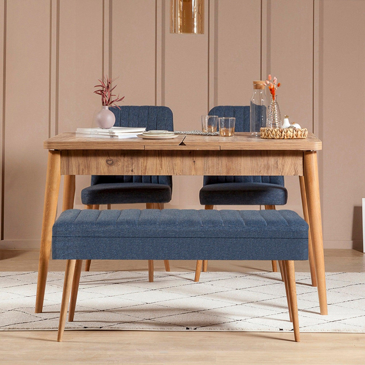 Masă extensibilă cu scaune 4 bucăți Vina 1048 - 3, Diverse culori, 129x80x75 cm - Pin atlantic - Albastru închis | SKU: 869VEL5316 | Masă extensibilă cu scaune 4 bucăți Vina 1048 - 3, 129x80x75 cm, varianta Pin atlantic - Albastru închis, produs pentru amenajarea locuinței, disponibil online în România la CasaMob