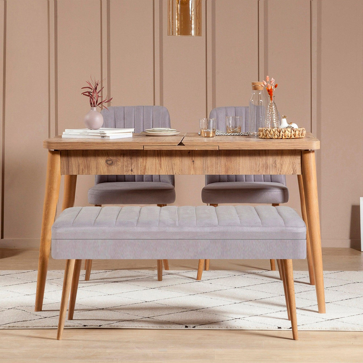 Masă extensibilă cu scaune 4 bucăți Vina 0701 - 3, Diverse culori, 129x80x75 cm - Pin atlantic - Gri | SKU: 869VEL5318 | Masă extensibilă cu scaune 4 bucăți Vina 0701 - 3, 129x80x75 cm, varianta Pin atlantic - Gri, produs pentru amenajarea locuinței, disponibil online în România la CasaMob