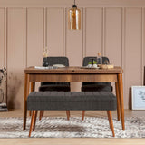Masă extensibilă cu scaune 4 bucăți Vina 1053 - 3, Diverse culori, 129x80x75 cm - Nuc - Antracit | SKU: 869VEL5322 | Masă extensibilă cu scaune 4 bucăți Vina 1053 - 3, 129x80x75 cm, varianta Nuc - Antracit, produs pentru amenajarea locuinței, disponibil online în România la CasaMob