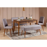 Masă extensibilă cu scaune 5 bucăți Vina 0701 - 4, Diverse culori, 129x80x75 cm - Nuc - Gri | SKU: 869VEL5339 | Masă extensibilă cu scaune 5 bucăți Vina 0701 - 4, 129x80x75 cm, varianta Nuc - Gri, produs pentru amenajarea locuinței, disponibil online în România la CasaMob