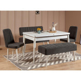Masă extensibilă cu scaune 5 bucăți Vina 1053 - 4, Diverse culori, 129x80x75 cm - Alb - Antracit | SKU: 869VEL5341 | Masă extensibilă cu scaune 5 bucăți Vina 1053 - 4, 129x80x75 cm, varianta Alb - Antracit, produs pentru amenajarea locuinței, disponibil online în România la CasaMob