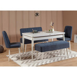 Masă extensibilă cu scaune 5 bucăți Vina 1048 - 4, Diverse culori, 129x80x75 cm - Alb - Albastru închis | SKU: 869VEL5342 | Masă extensibilă cu scaune 5 bucăți Vina 1048 - 4, 129x80x75 cm, varianta Alb - Albastru închis, produs pentru amenajarea locuinței, disponibil online în România la CasaMob
