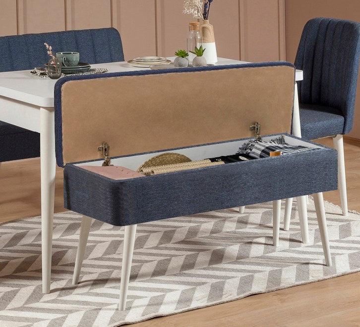 Masă extensibilă cu scaune 5 bucăți Vina 1048 - 4, Diverse culori, 129x80x75 cm - Alb - Albastru închis | SKU: 869VEL5342 | Masă extensibilă cu scaune 5 bucăți Vina 1048 - 4, 129x80x75 cm, varianta Alb - Albastru închis, produs pentru amenajarea locuinței, disponibil online în România la CasaMob