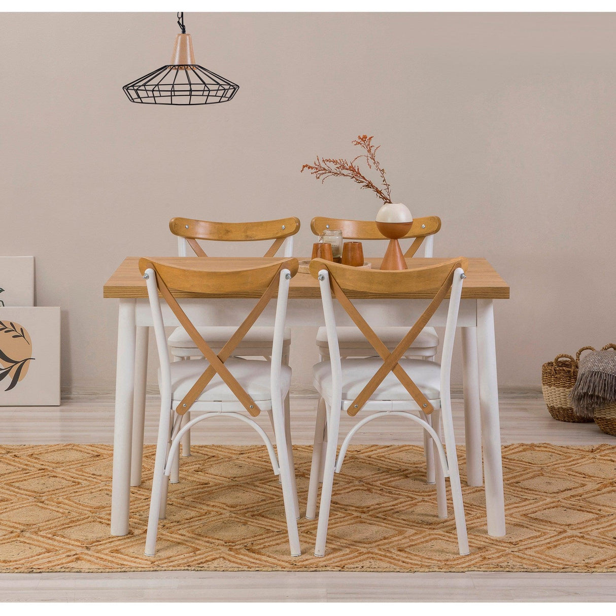 Masă cu scaune Oliver Sbt. Karina, Diverse culori, Diverse configurații, 120x75x77 cm - Alb - 5 bucăți | SKU: 869VEL8123 | Masă cu scaune Oliver Sbt. Karina, 120x75x77 cm, varianta Alb - 5 bucăți, produs pentru amenajarea locuinței, disponibil online în România la CasaMob