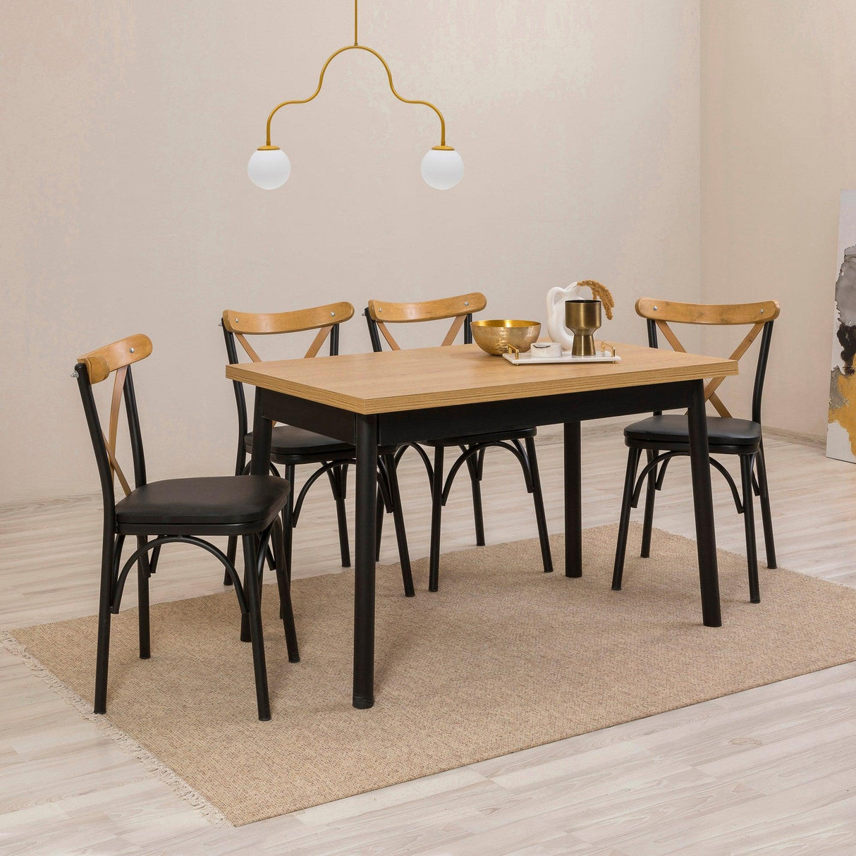 Masă cu scaune Oliver Sbt Karina, Diverse culori, Diverse configurații, 120x75x77 cm - Negru - 5 bucăți | SKU: 869VEL8138 | Masă cu scaune Oliver Sbt Karina, 120x75x77 cm, varianta Negru - 5 bucăți, produs pentru amenajarea locuinței, disponibil online în România la CasaMob