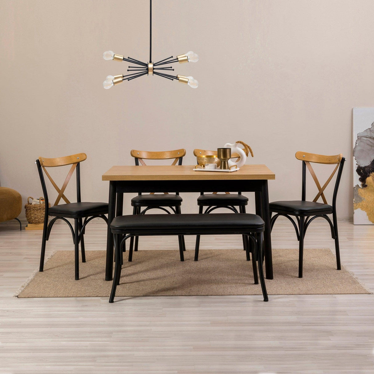 Masă cu scaune 6 bucăți Oliver Sbt.Karina, Diverse culori, 120x75x77 cm - Negru | SKU: 869VEL8140 | Masă cu scaune 6 bucăți Oliver Sbt.Karina, 120x75x77 cm, varianta Negru, produs pentru amenajarea locuinței, disponibil online în România la CasaMob