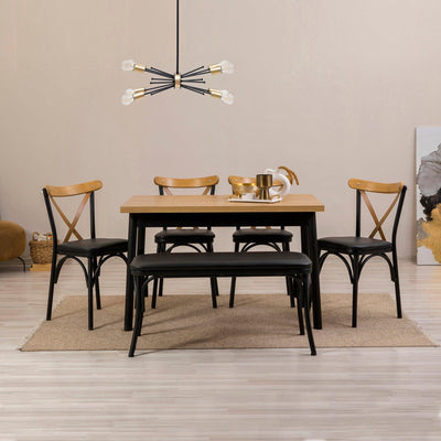 Negru | SKU: 869VEL8140 | Masă cu scaune 6 bucăți Oliver Sbt.Karina, 120x75x77 cm, varianta Negru, produs pentru amenajarea locuinței, disponibil online în România la CasaMob