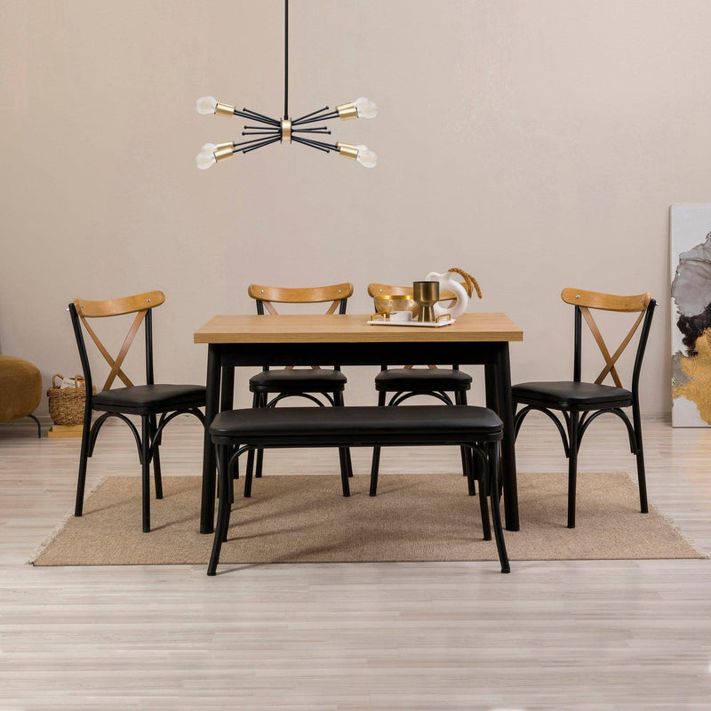 Negru | SKU: 869VEL8140 | Masă cu scaune 6 bucăți Oliver Sbt.Karina, 120x75x77 cm, varianta Negru, produs pentru amenajarea locuinței, disponibil online în România la CasaMob
