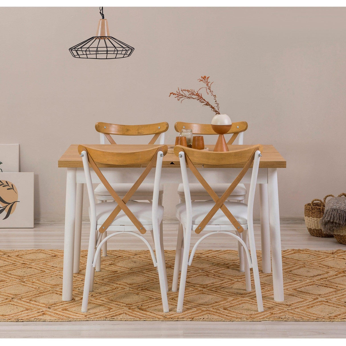 Masă extensibilă cu scaune Oliver Açl.Karina, Diverse culori, Diverse configurații, 120x75x77 cm - Alb - 5 bucăți | SKU: 869VEL8150 | Masă extensibilă cu scaune Oliver Açl.Karina, 120x75x77 cm, varianta Alb - 5 bucăți, produs pentru amenajarea locuinței, disponibil online în România la CasaMob