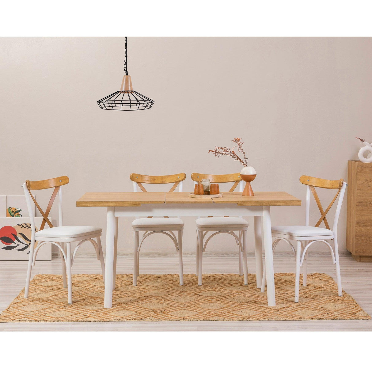 Masă extensibilă cu scaune Oliver Açl.Karina, Diverse culori, Diverse configurații, 120x75x77 cm - Alb - 5 bucăți | SKU: 869VEL8150 | Masă extensibilă cu scaune Oliver Açl.Karina, 120x75x77 cm, varianta Alb - 5 bucăți, produs pentru amenajarea locuinței, disponibil online în România la CasaMob