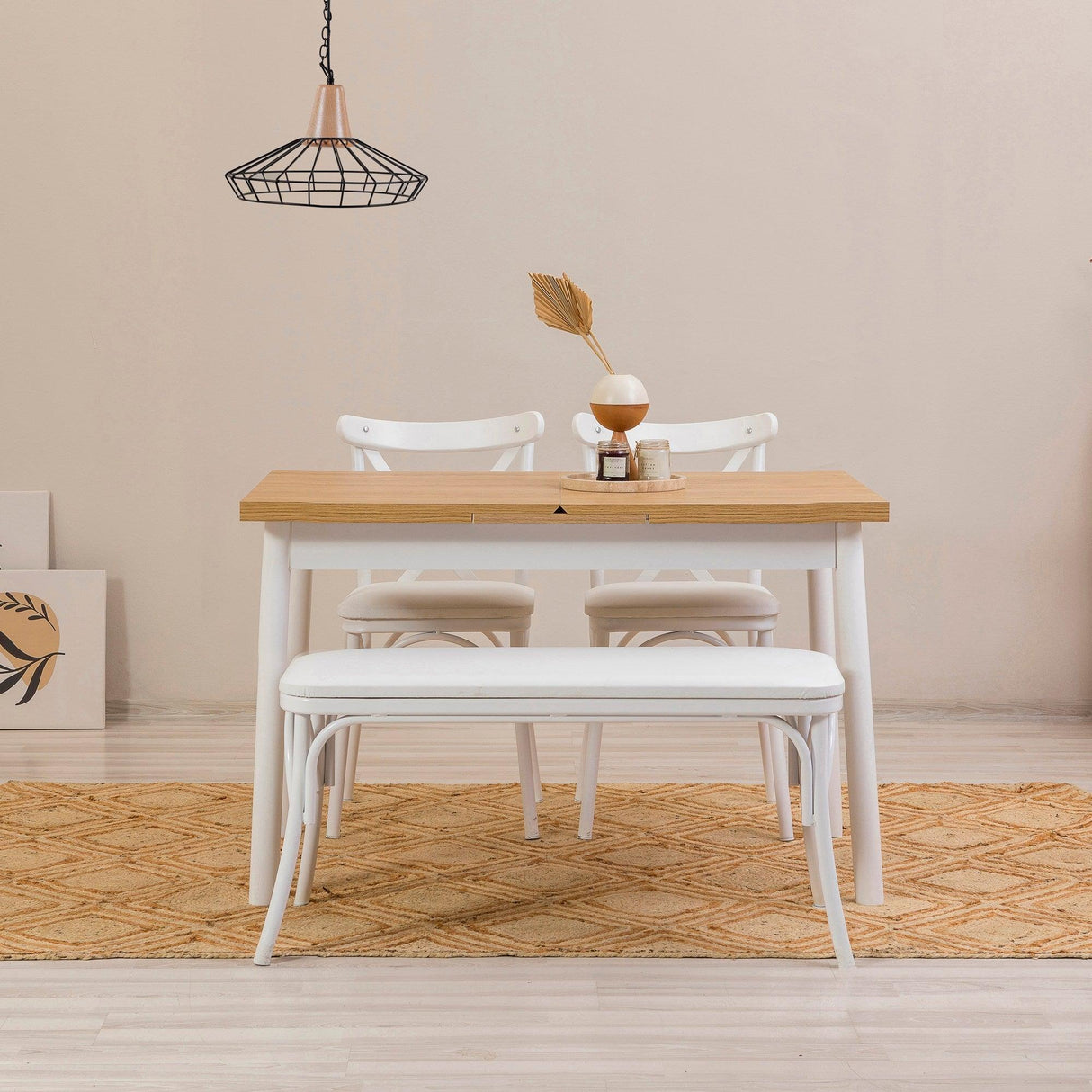 Masă extensibilă cu scaune Oliver Açl.alb Karina, Alb, Diverse configurații, 120x75x77 cm - 4 bucăți | SKU: 869VEL8156 | Masă extensibilă cu scaune Oliver Açl.alb Karina, Alb, 120x75x77 cm, varianta 4 bucăți, produs pentru amenajarea locuinței, disponibil online în România la CasaMob