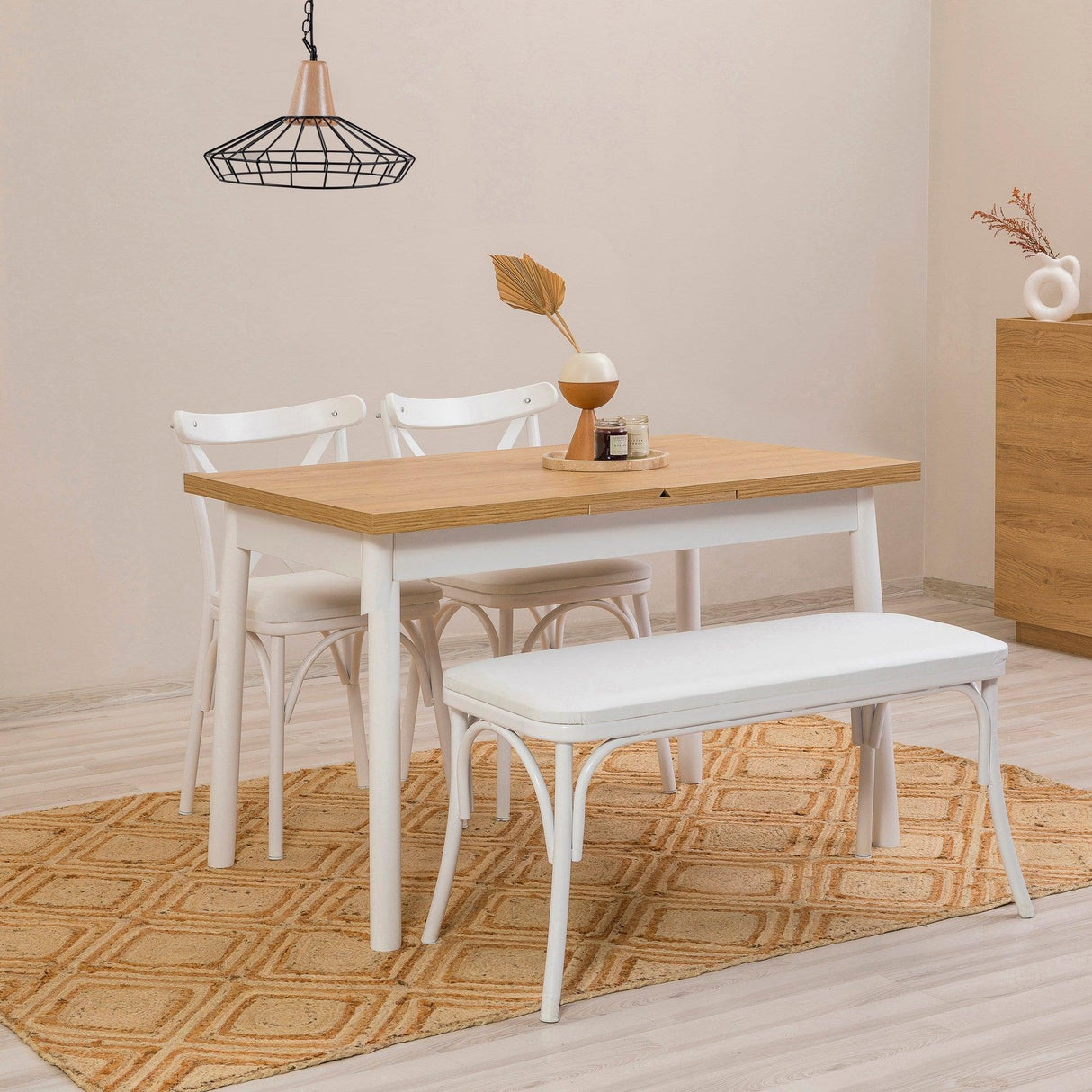 Masă extensibilă cu scaune Oliver Açl.alb Karina, Alb, Diverse configurații, 120x75x77 cm - 4 bucăți | SKU: 869VEL8156 | Masă extensibilă cu scaune Oliver Açl.alb Karina, Alb, 120x75x77 cm, varianta 4 bucăți, produs pentru amenajarea locuinței, disponibil online în România la CasaMob