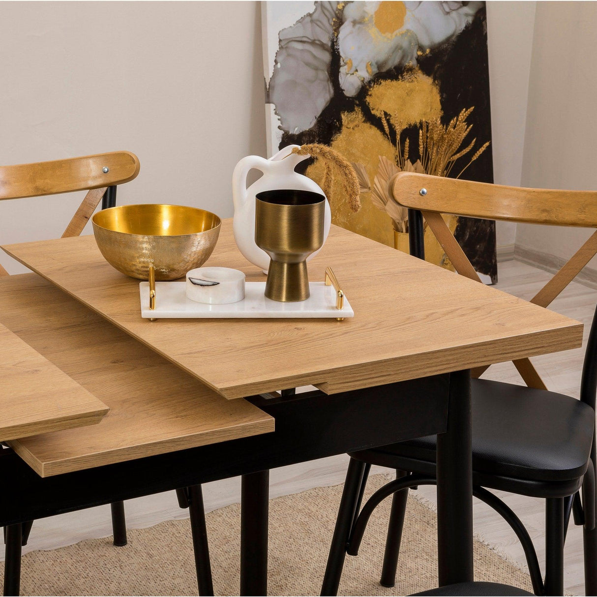 Masă extensibilă cu scaune Oliver Açl.Karina, Diverse culori, Diverse configurații, 120x75x77 cm - Negru - 6 bucăți | SKU: 869VEL8167 | Masă extensibilă cu scaune Oliver Açl.Karina, 120x75x77 cm, varianta Negru - 6 bucăți, produs pentru amenajarea locuinței, disponibil online în România la CasaMob