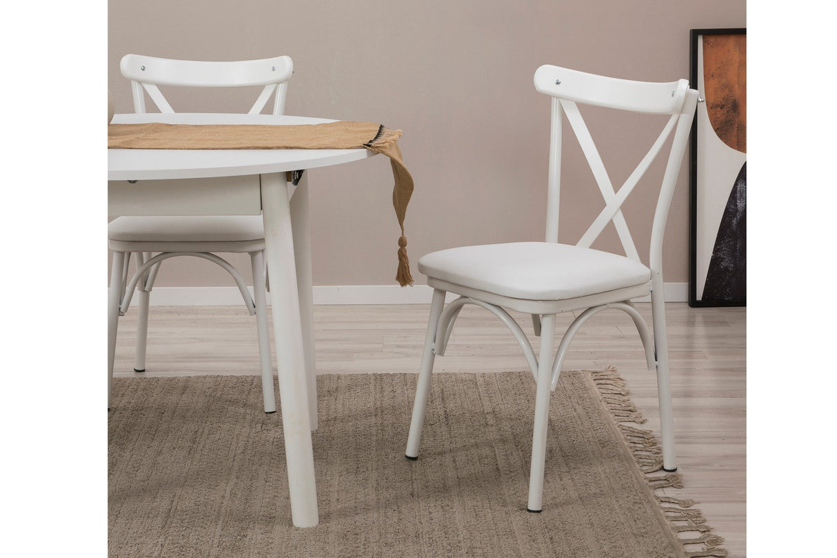 Masă extensibilă cu scaune Oliver, Diverse culori, Diverse configurații, 100x100x75 cm - Alb - 3 bucăți | SKU: 869VEL8726 | Masă extensibilă cu scaune Oliver, 100x100x75 cm, varianta Alb - 3 bucăți, produs pentru amenajarea locuinței, disponibil online în România la CasaMob