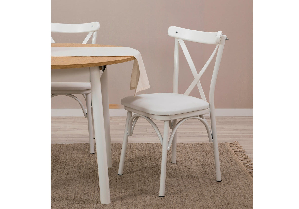 Masă extensibilă cu scaune Oliver, Diverse culori, Diverse configurații, 100x100x75 cm - Alb - Stejar - 3 bucăți | SKU: 869VEL8729 | Masă extensibilă cu scaune Oliver, 100x100x75 cm, varianta Alb - Stejar - 3 bucăți, produs pentru amenajarea locuinței, disponibil online în România la CasaMob