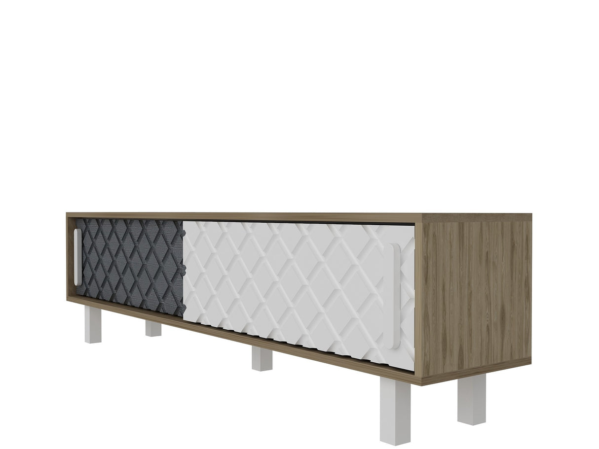 Comodă TV Rob - Ud, White, Anthracite, Stejar - Alb - Antracit, 180x35x48 cm