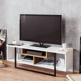 Comodă TV Asal (120) - White, Ud, Black, Alb - Negru - Stejar, 119x35x40 cm