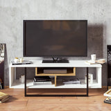 Comodă TV Asal (120) - White, Ud, Black, Alb - Negru - Stejar, 119x35x40 cm