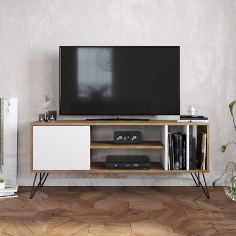 Comodă TV Mistico (140), Nuc - Negru - Alb, 140x36x59 cm
