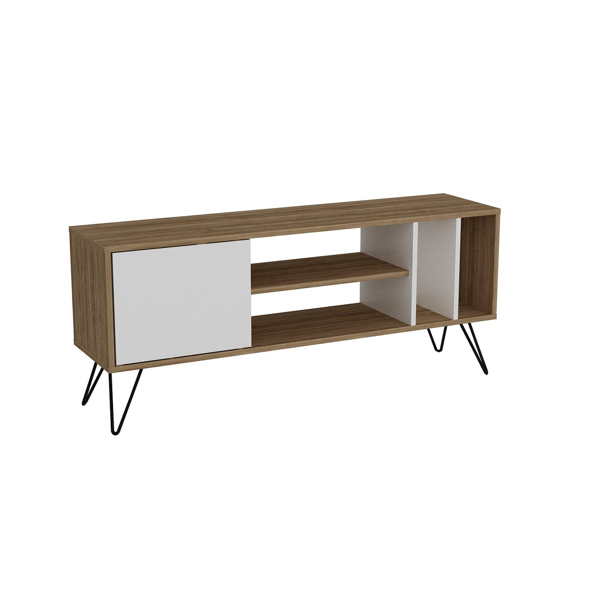Comodă TV Mistico (140), Nuc - Negru - Alb, 140x36x59 cm