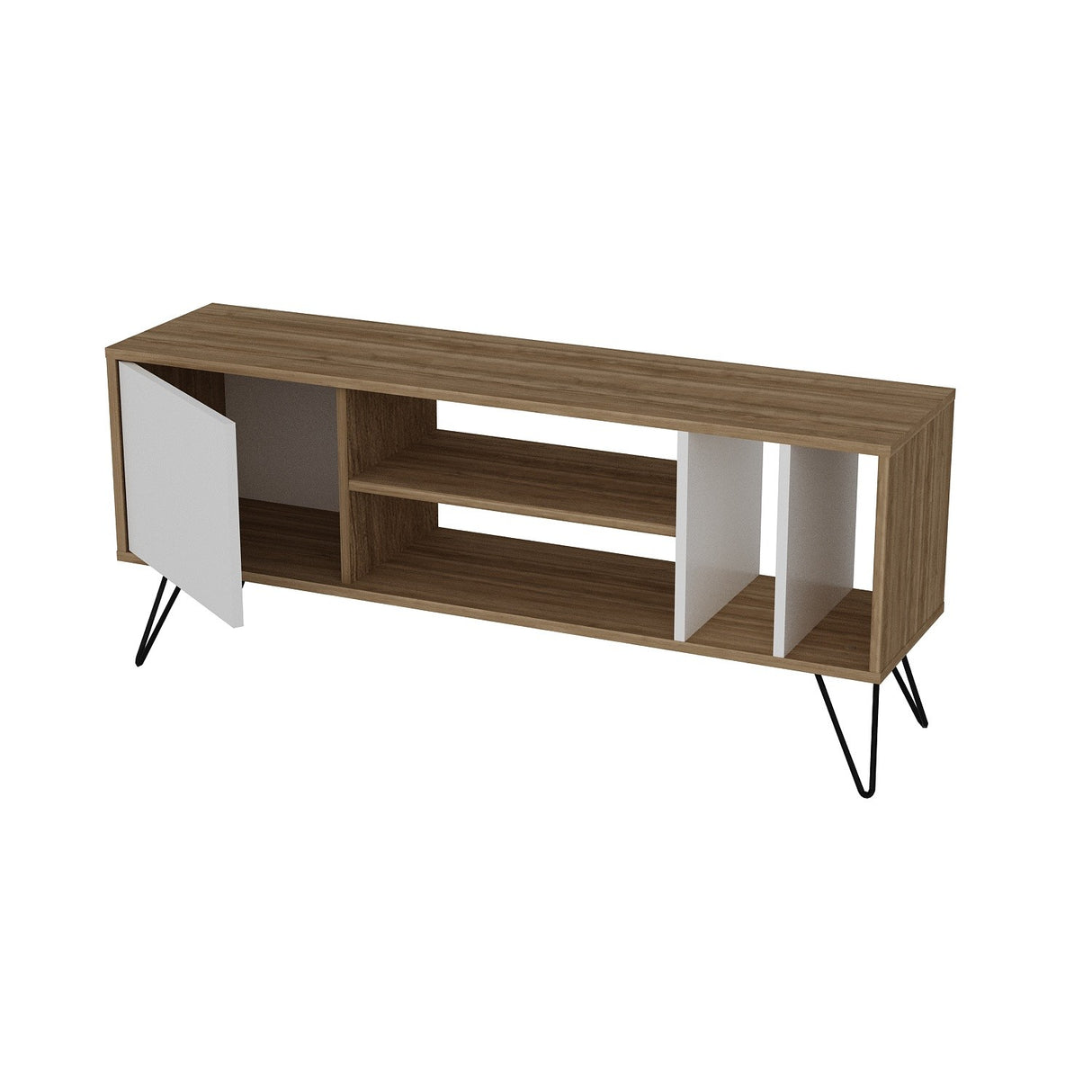 Comodă TV Mistico (140), Nuc - Negru - Alb, 140x36x59 cm