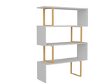 Bibliotecă Adriana, Auriu - Alb, 92x30x125 cm